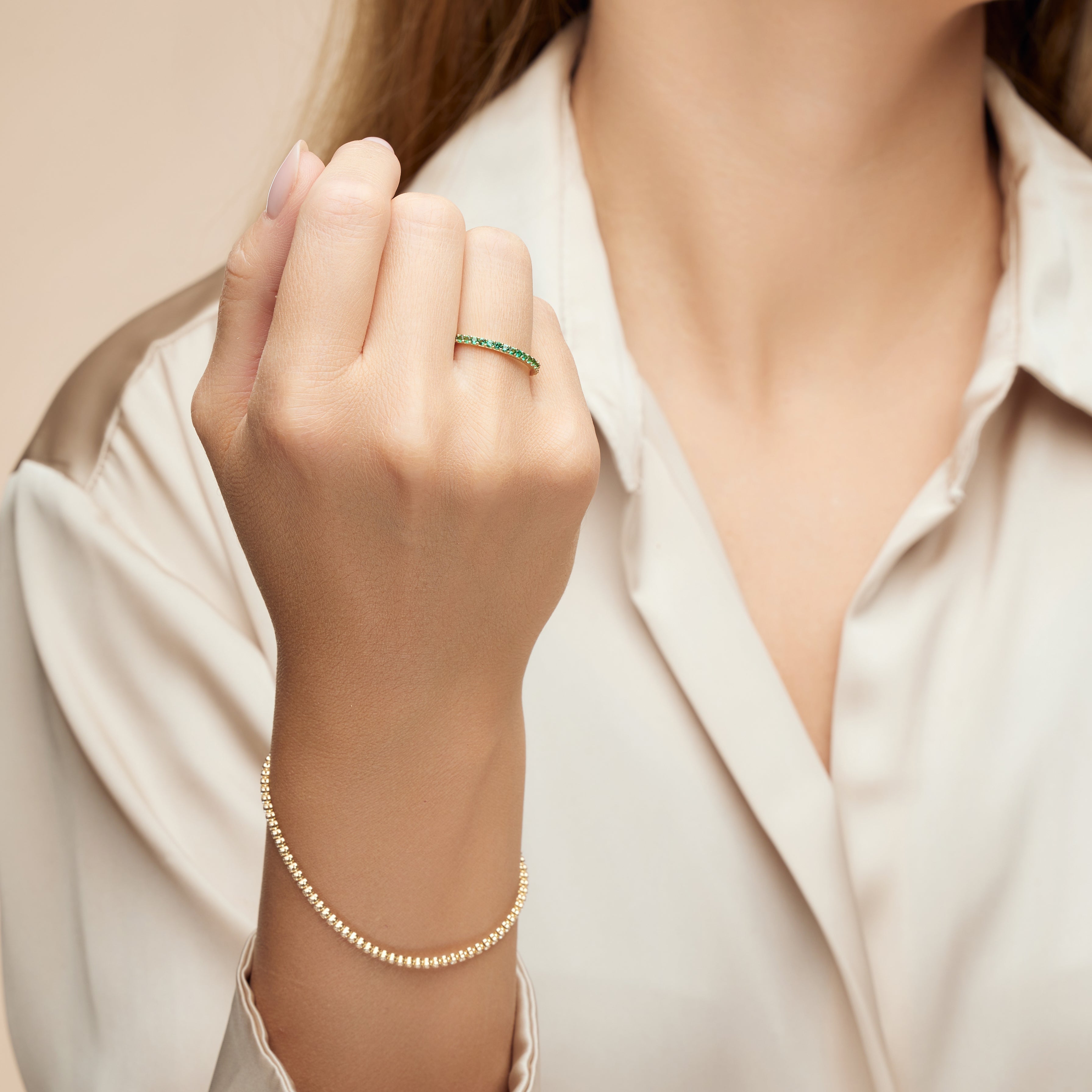 Bague éternité en or jaune 14 carats