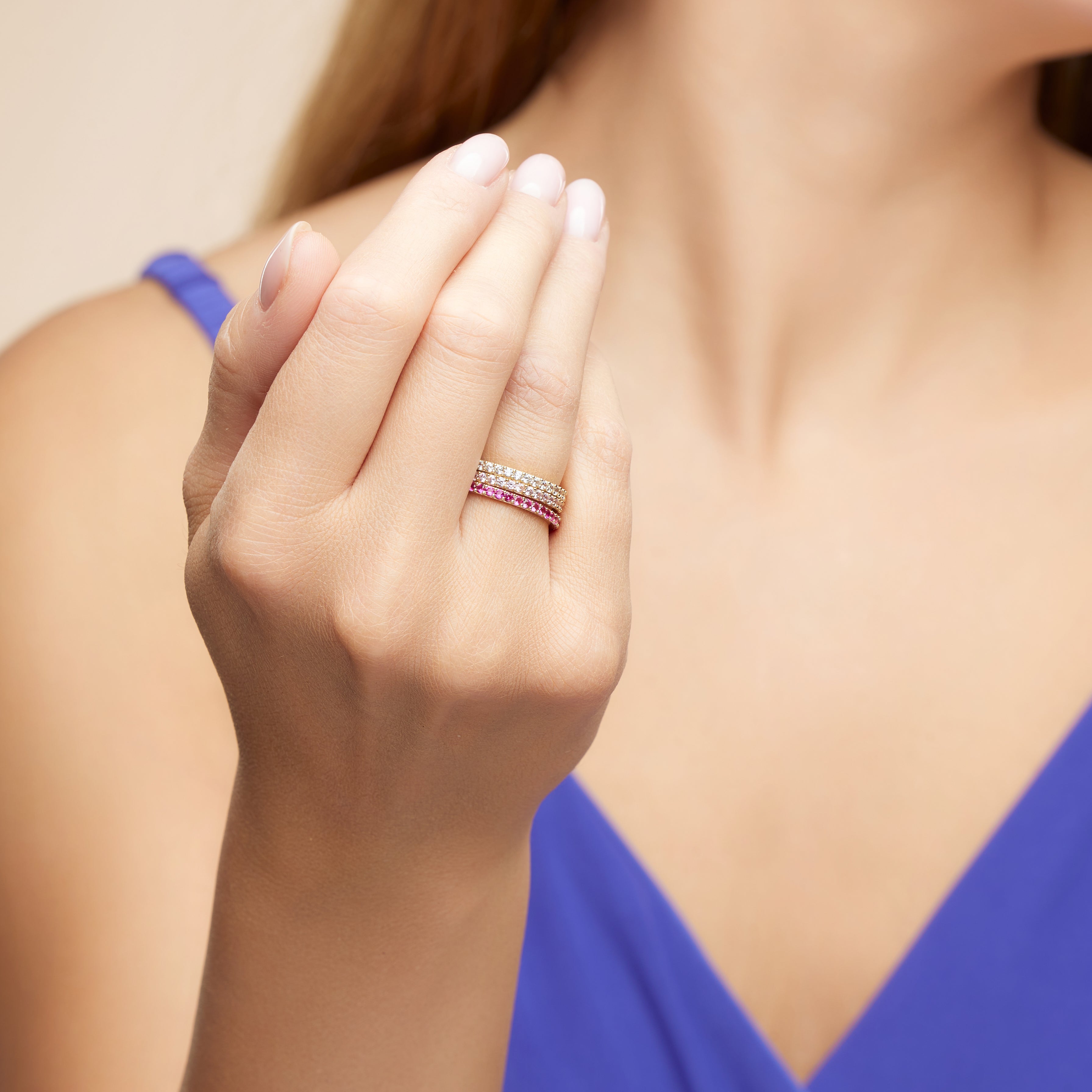 Bague éternité en or jaune 14 carats