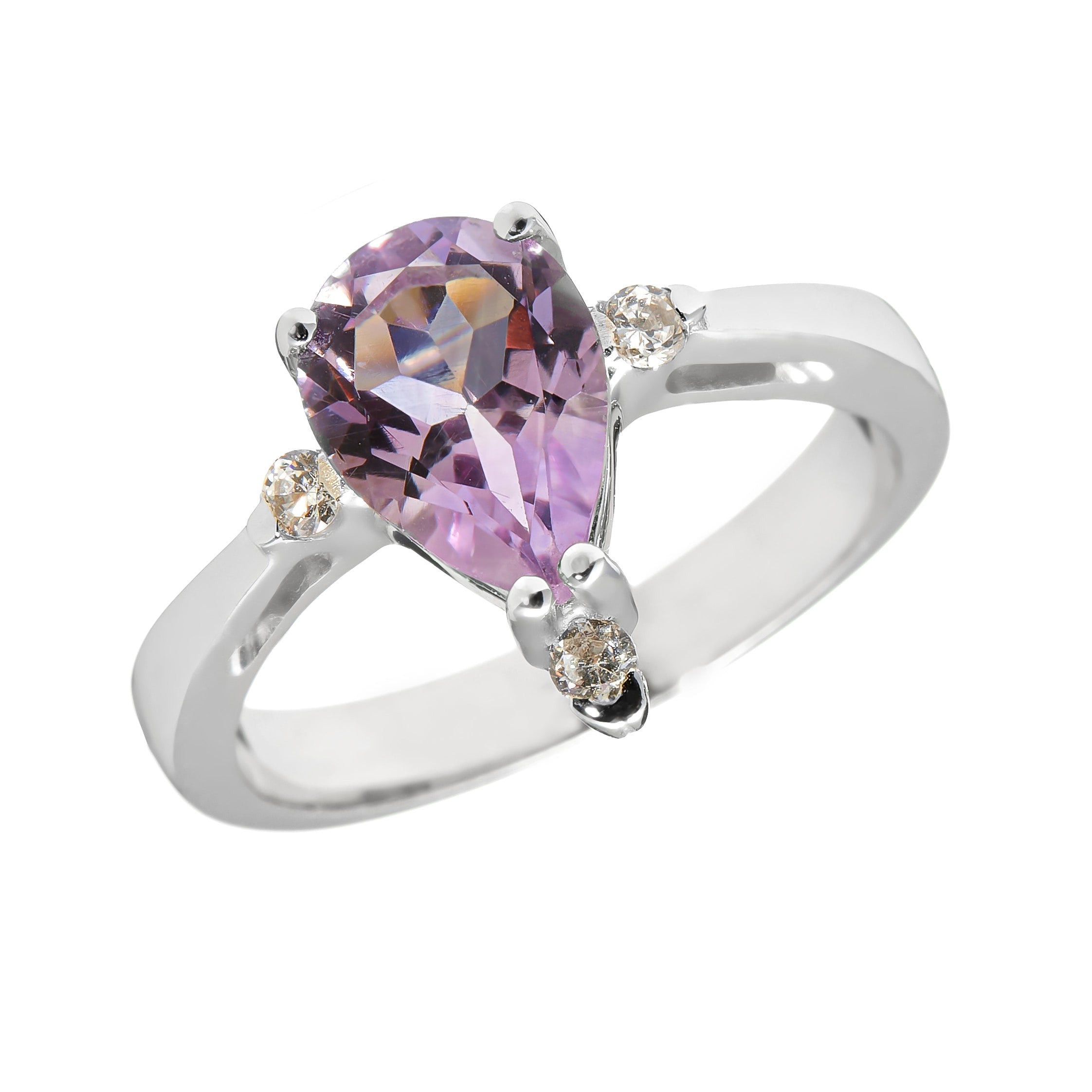 Ring aus weißgold 14K mit amethyst IAU066