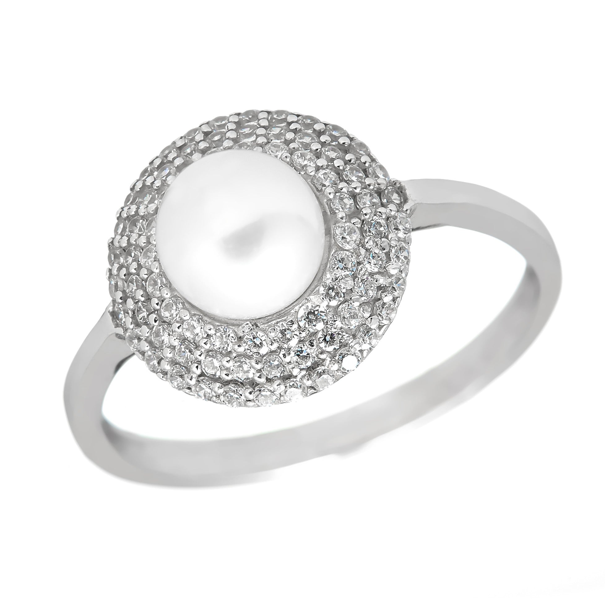 Bague en or blanc 14K avec la perle de culture