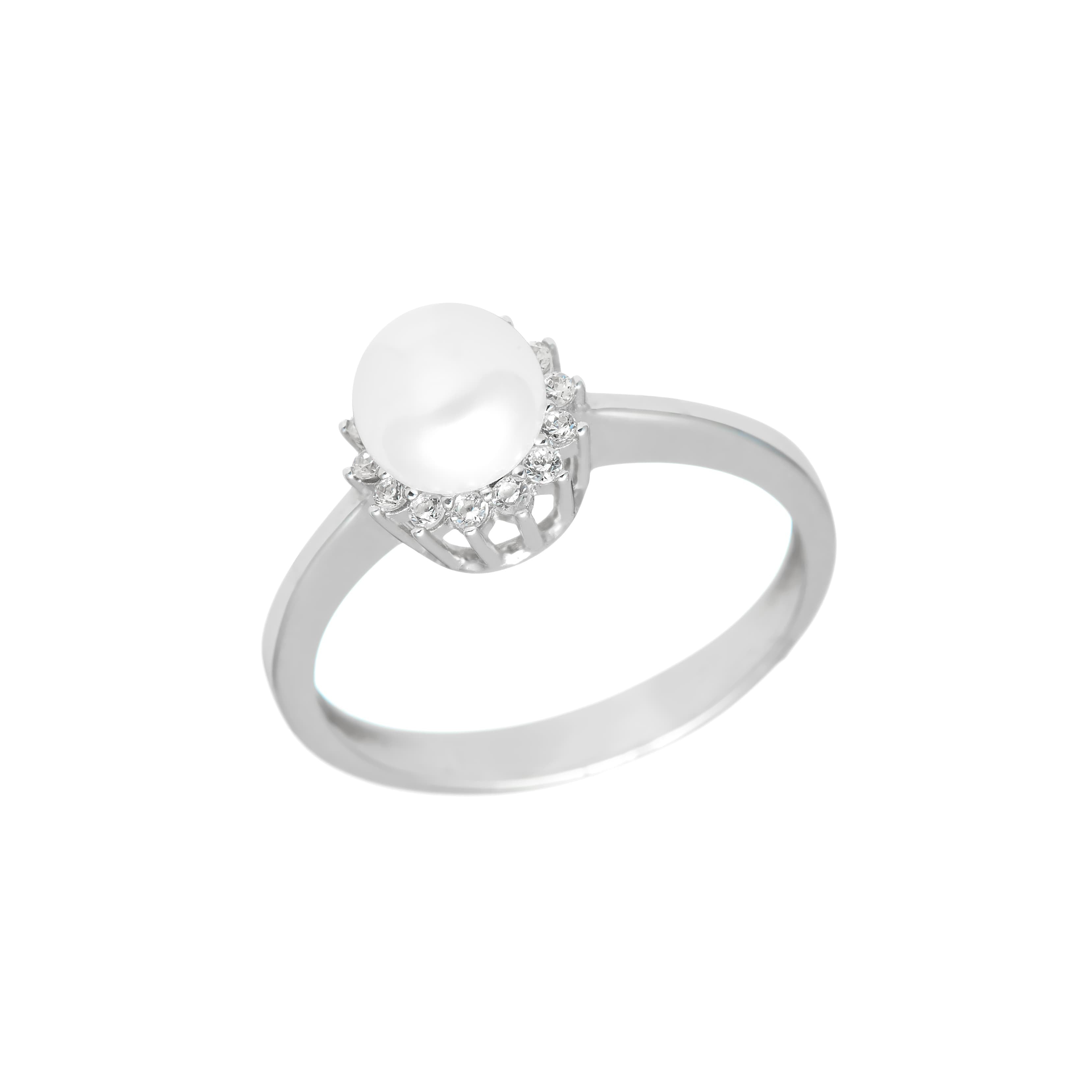 Bague en or blanc 14K avec la perle de culture