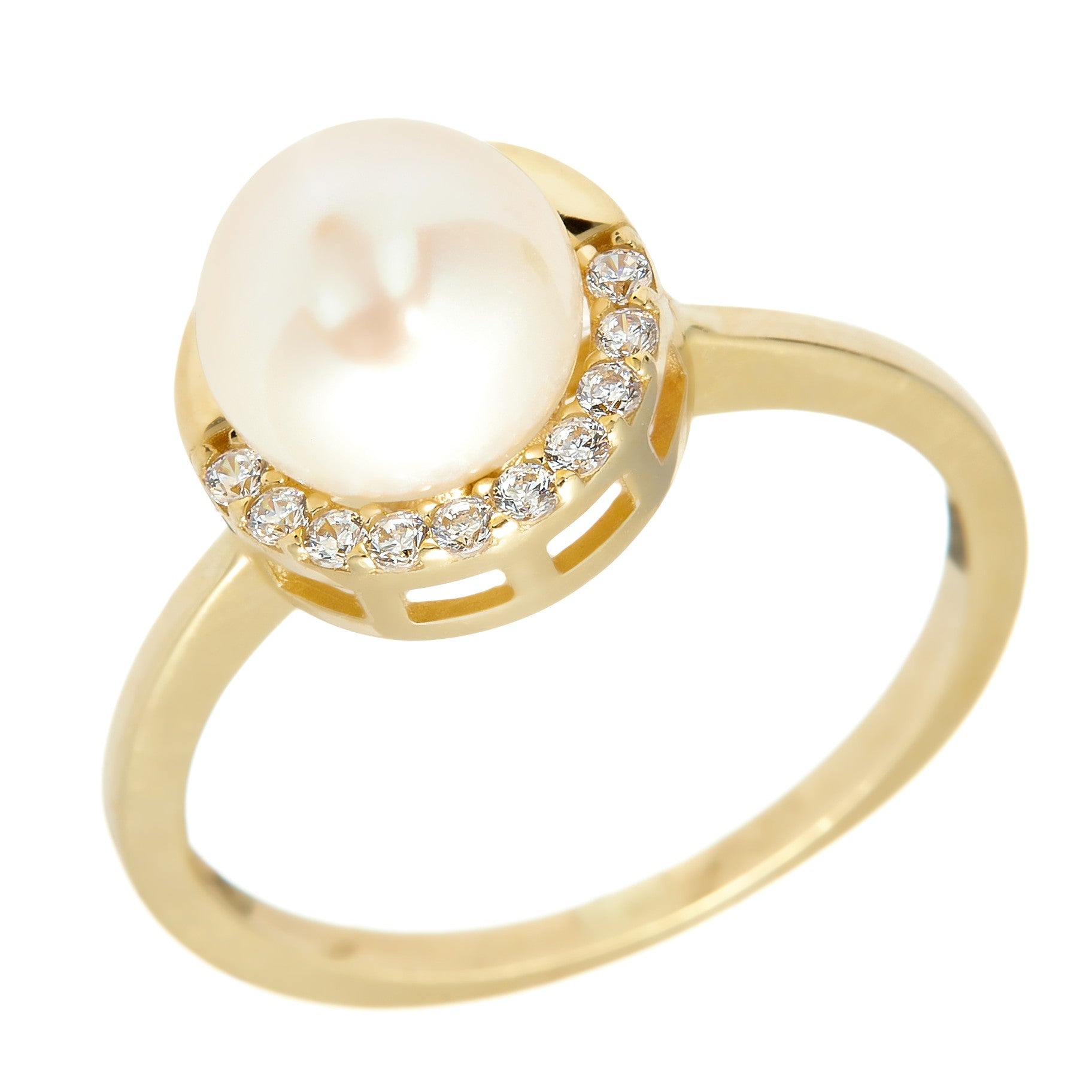 Ring aus gelbgold 14K mit der perle der kultur IAU138