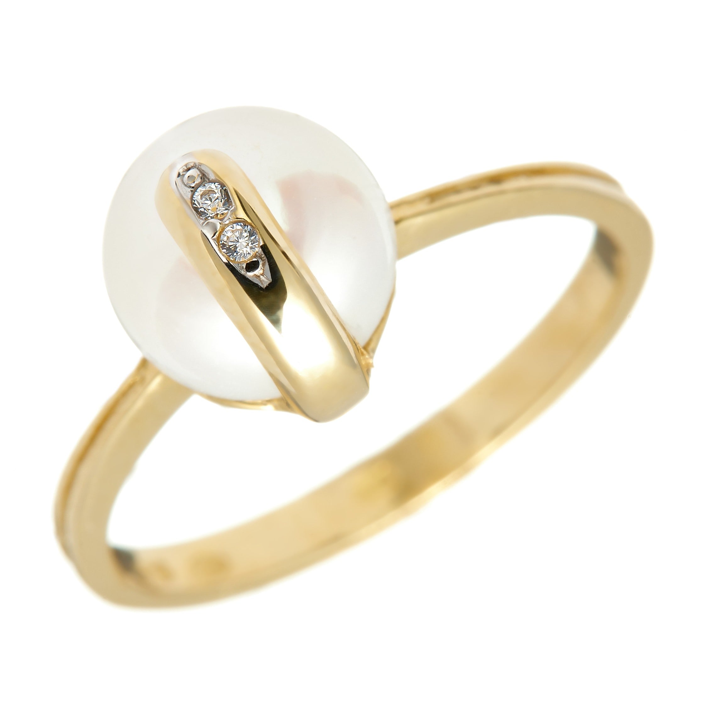 Ring aus gelbgold 14K mit der perle der kultur IAU148