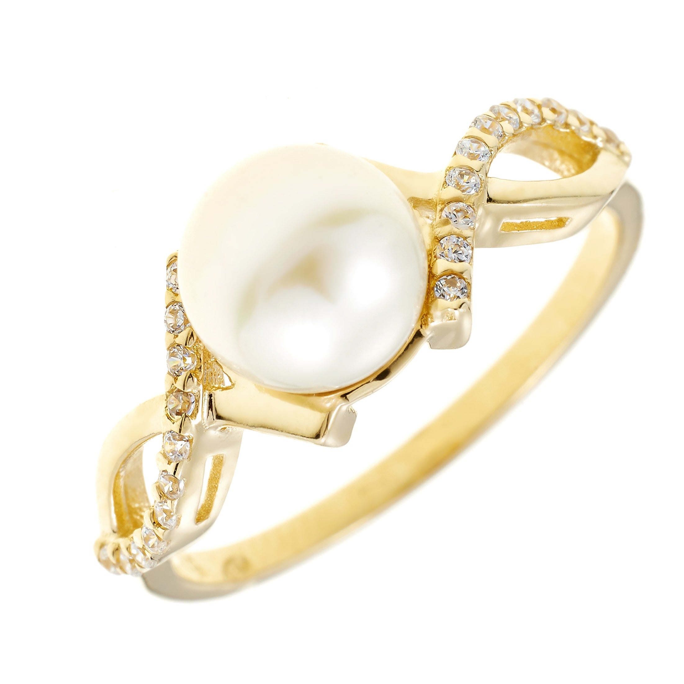 Ring aus gelbgold 14K mit der perle der kultur IAU163