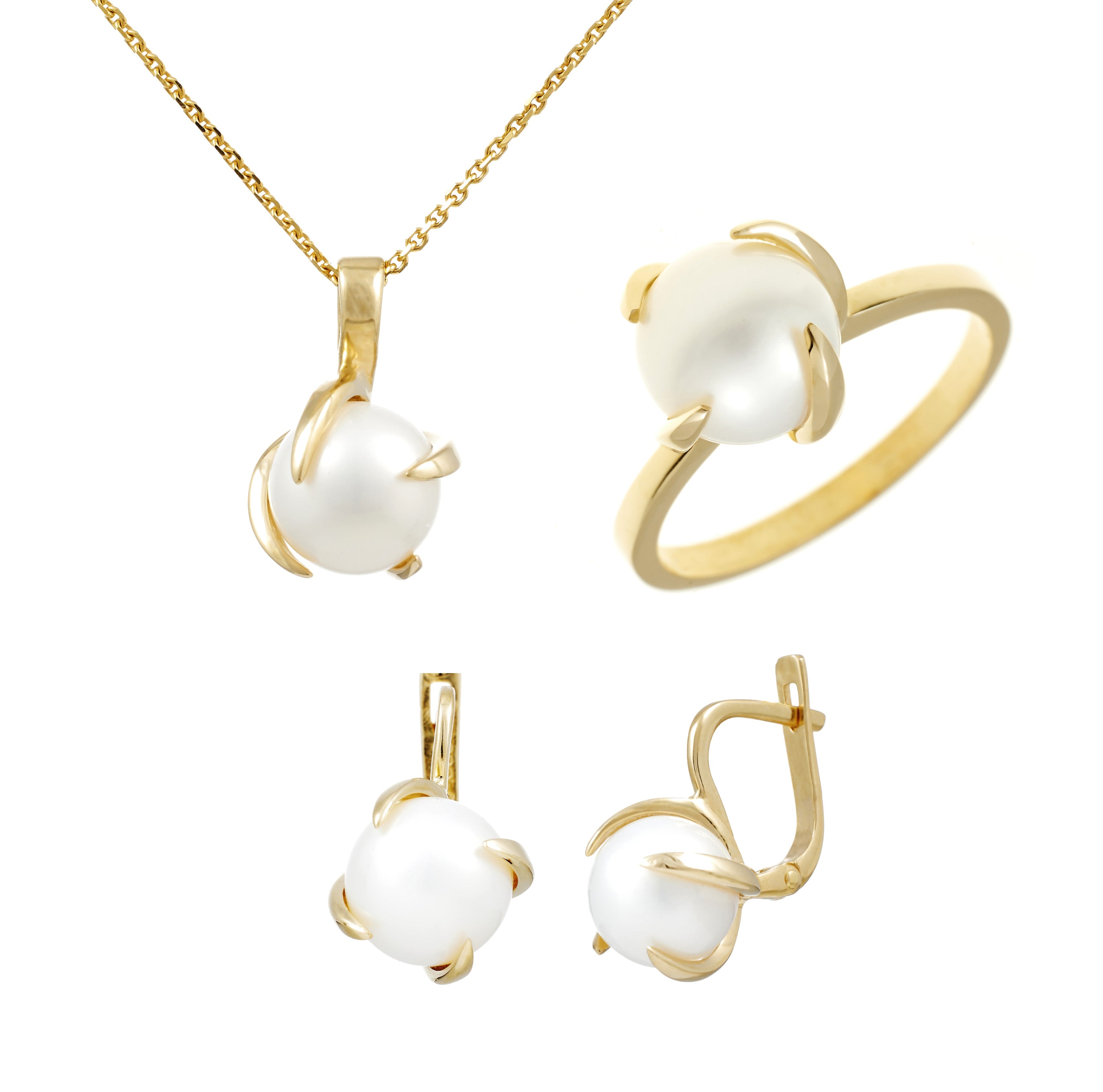 Set aus gelbgold 14K mit kulturperle SET074