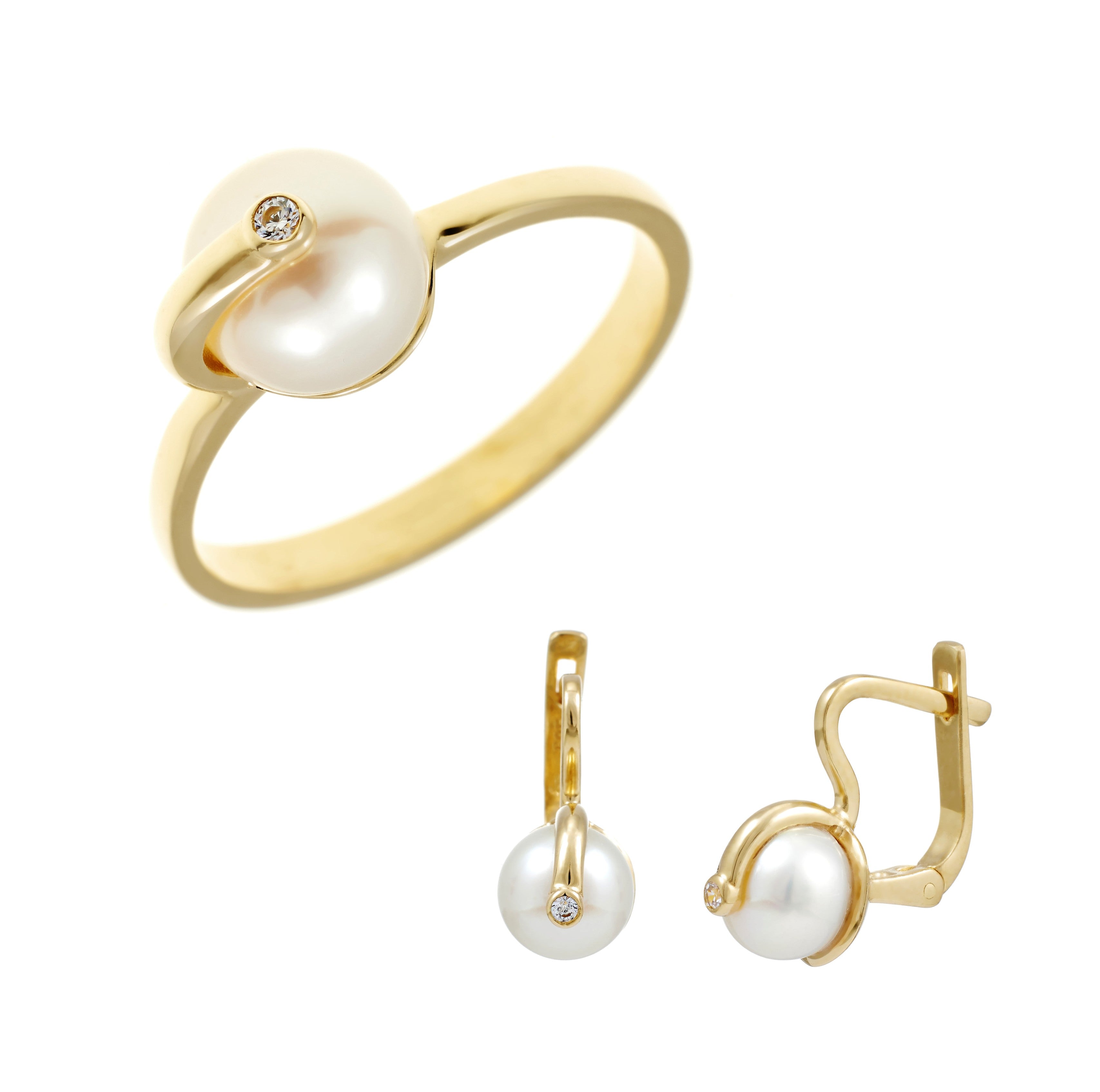 Set aus gelbgold 14K mit kulturperle SET065